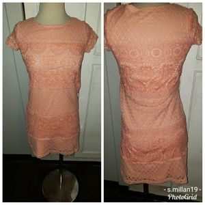 Coral crochet dress